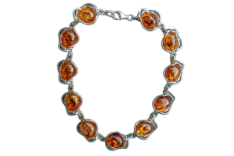 Bracelet with cognac amber