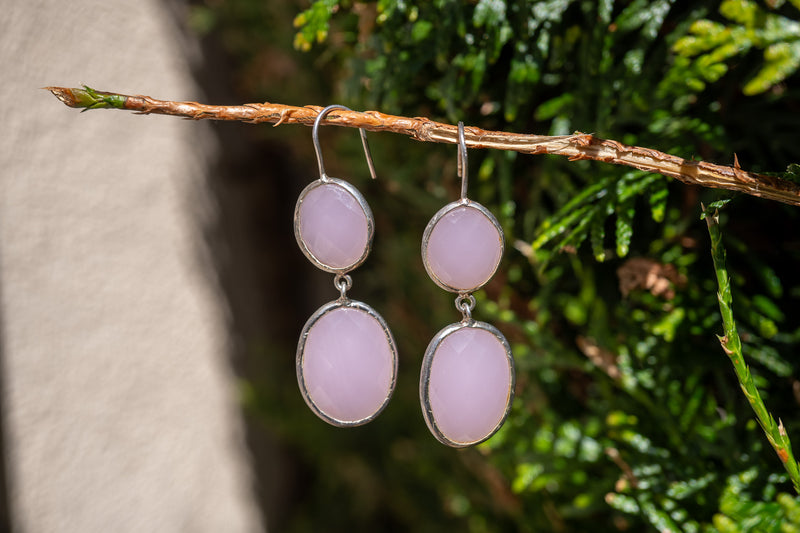 Boucles d'oreilles avec quartz rose