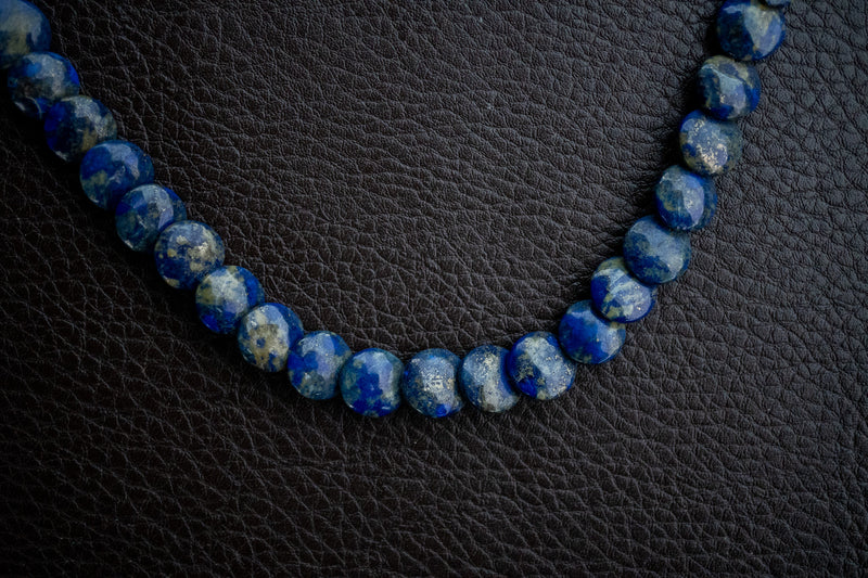 Halskette aus 925er Silber mit natürlichen Lapislazuli-Perlen 