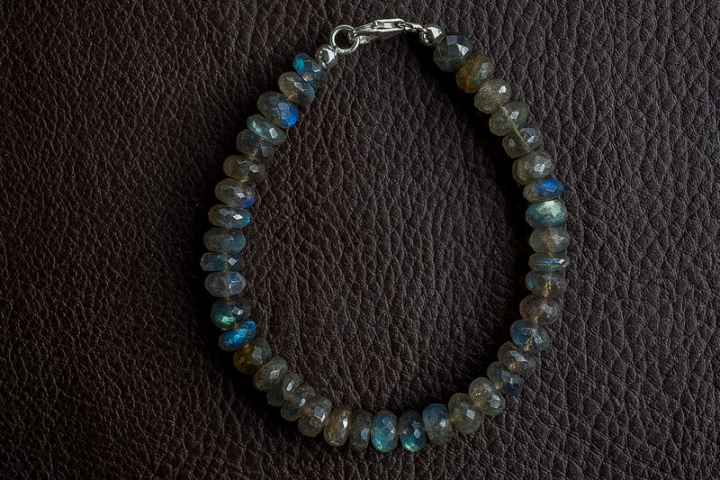 Bracelet avec fermoir en argent 925 avec labradorites naturelles