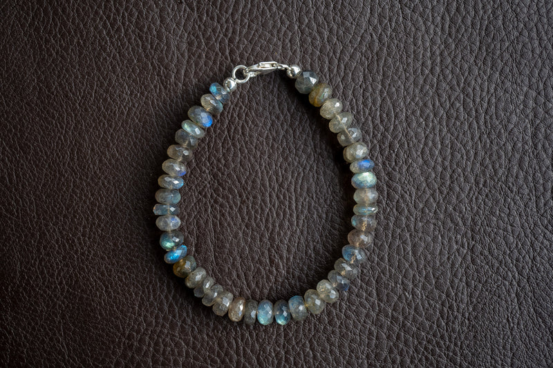 Bracelet avec fermoir en argent 925 avec labradorites naturelles