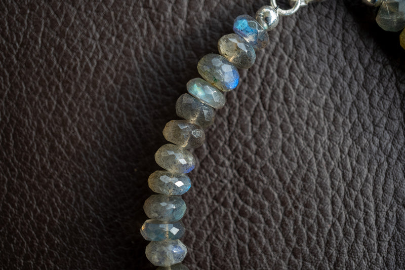 Bracelet avec fermoir en argent 925 avec labradorites naturelles