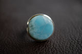 Bague ovale avec larimar rond