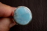 Bague ovale avec larimar rond