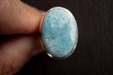 Bague ovale avec larimar