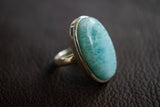 Bague ovale avec larimar