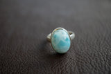 Bague ovale en argent 925 avec larimar naturel