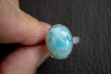 Bague ovale en argent 925 avec larimar naturel