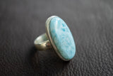 Bague ovale avec larimar ovale