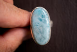 Bague ovale avec larimar ovale