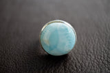 Bague ovale avec larimar rond