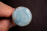 Bague ovale avec larimar rond