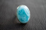 Bague ovale avec larimar