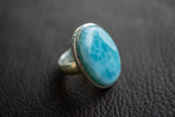 Bague ovale avec larimar