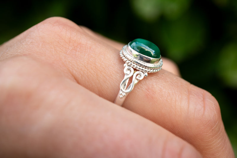 Bague avec malachite