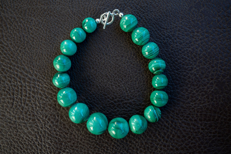 Bracelet élégant en argent 925 et malachite synthétique