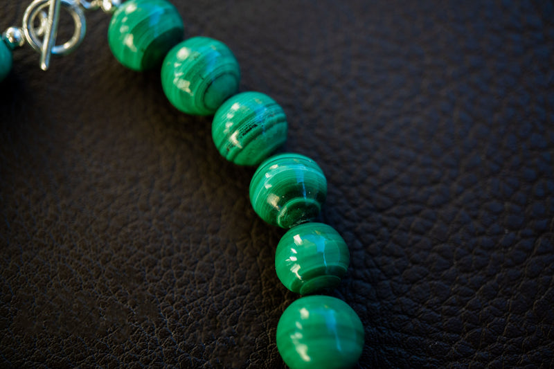 Bracelet élégant en argent 925 et malachite synthétique