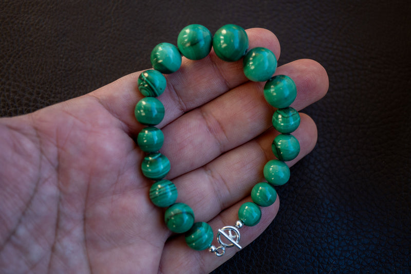 Bracelet élégant en argent 925 et malachite synthétique