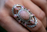 Bague avec opale rose et cubic zirconia