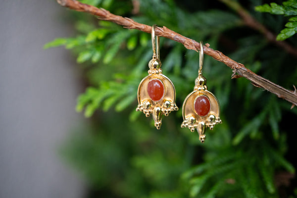 Boucles d'oreilles style indien cornaline