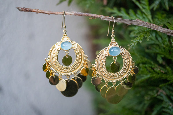 Boucles d'oreilles en vermeil et agate : élégance indienne intemporelle