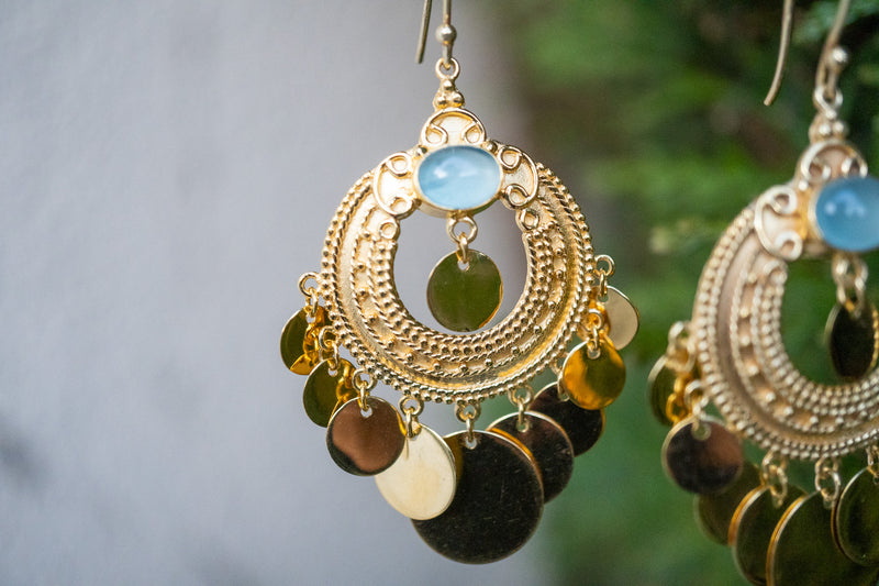 Boucles d'oreilles en vermeil et agate : élégance indienne intemporelle