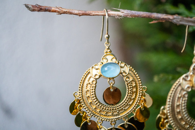 Boucles d'oreilles en vermeil et agate : élégance indienne intemporelle