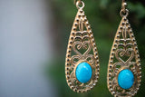 Boucles d'oreilles indiennes en vermeil avec turquoise