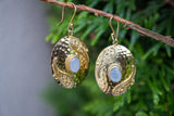 Boucles d'oreilles style indien labradorite blanche (pierre de lune arc-en-ciel)