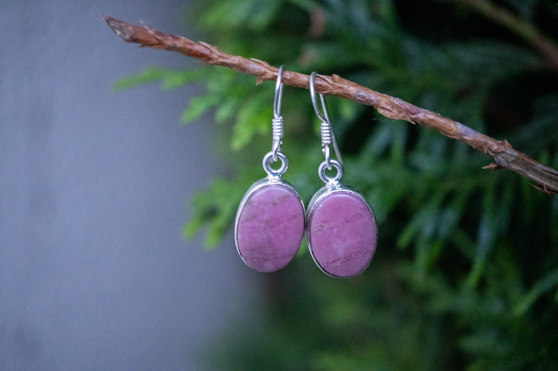 Boucles d'oreilles avec rhodonite