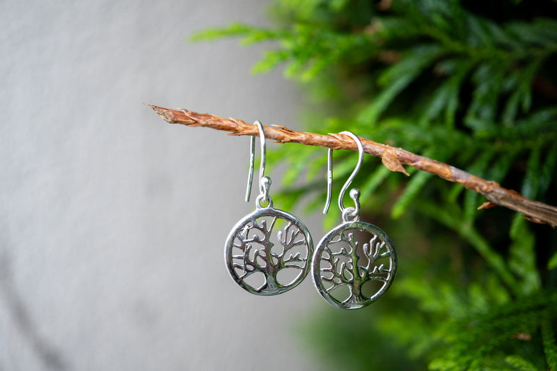 Boucles d'oreilles arbre de vie avec argent 925