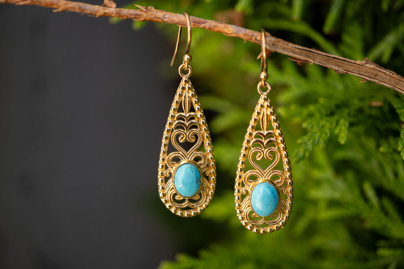 Boucles d'oreilles avec turquoise reconstituée