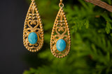 Boucles d'oreilles avec turquoise reconstituée