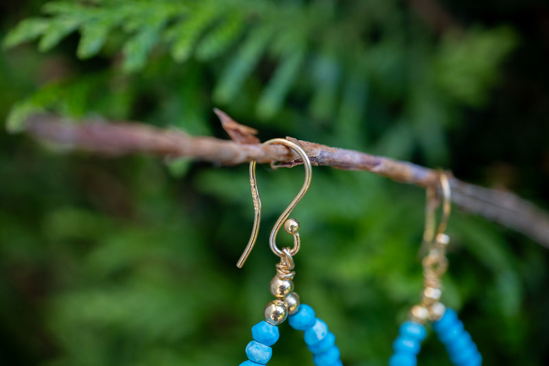 Boucles d'oreilles avec turquoise reconstituée