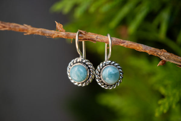 Boucles d'oreilles avec larimar