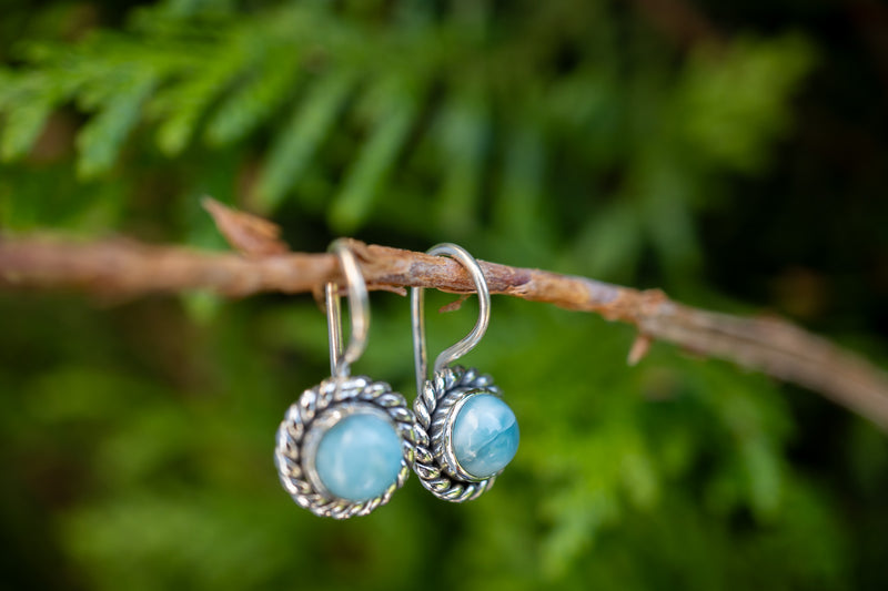 Boucles d'oreilles avec larimar