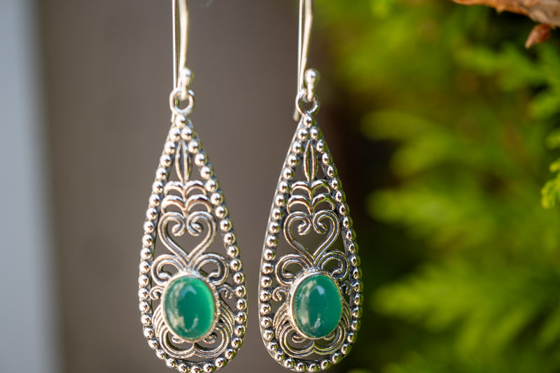 Boucles d'oreilles avec onyx vert