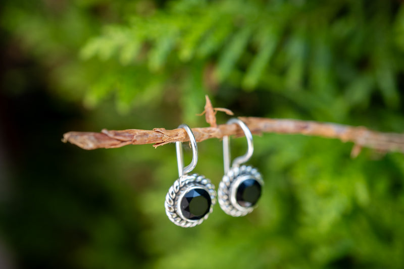 Boucles d'oreilles avec onyx noir