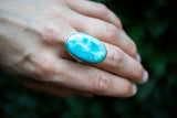 Bague ovale avec larimar