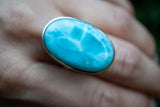 Bague ovale avec larimar