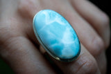 Bague ovale avec larimar