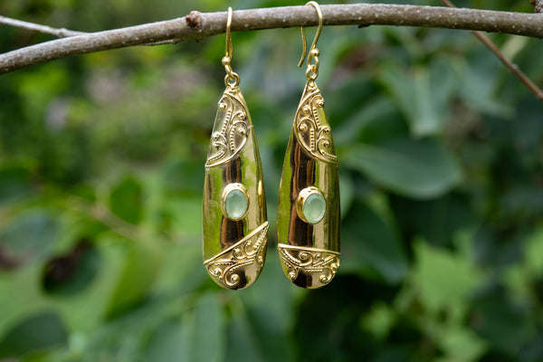 Boucles d'oreilles avec agate verte