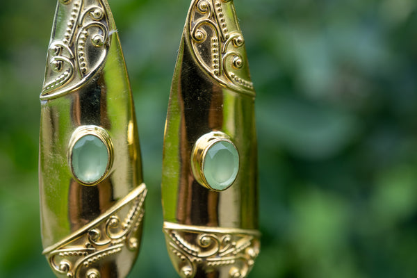 Boucles d'oreilles avec agate verte