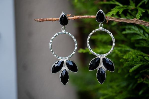 Boucles d'oreilles avec onyx noir