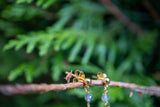 Boucles d'oreilles avec labradorite en forme de feuilles