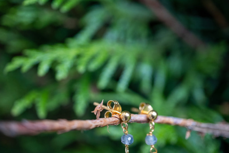 Boucles d'oreilles avec labradorite en forme de feuilles