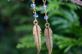 Boucles d'oreilles avec labradorite en forme de feuilles