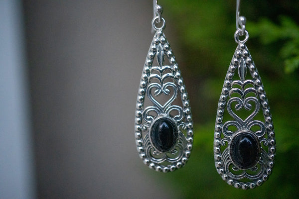 Boucles d'oreilles avec onyx noir