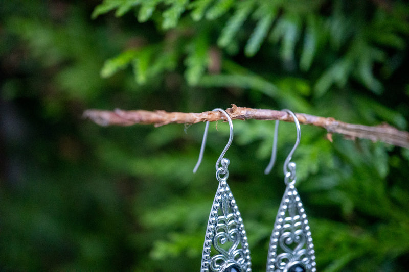 Boucles d'oreilles avec onyx noir