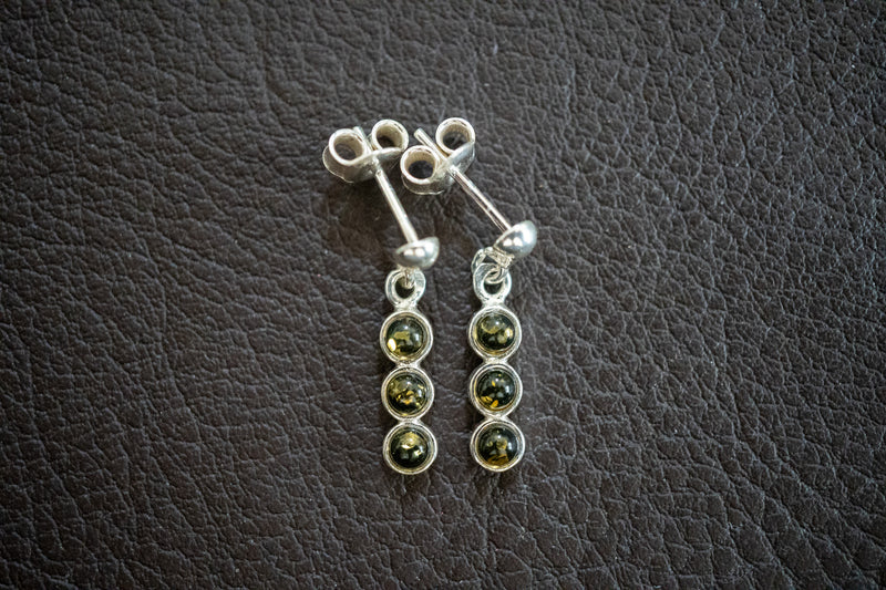 Boucles d'oreilles avec ambres verts